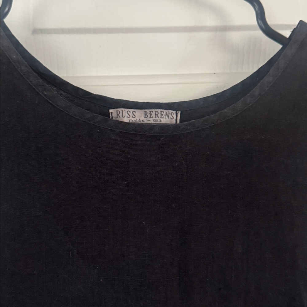 RUSS BERENS Vintage Black Linen Sleeveless Dress | Women’s Size Large - Picture 6 of 8